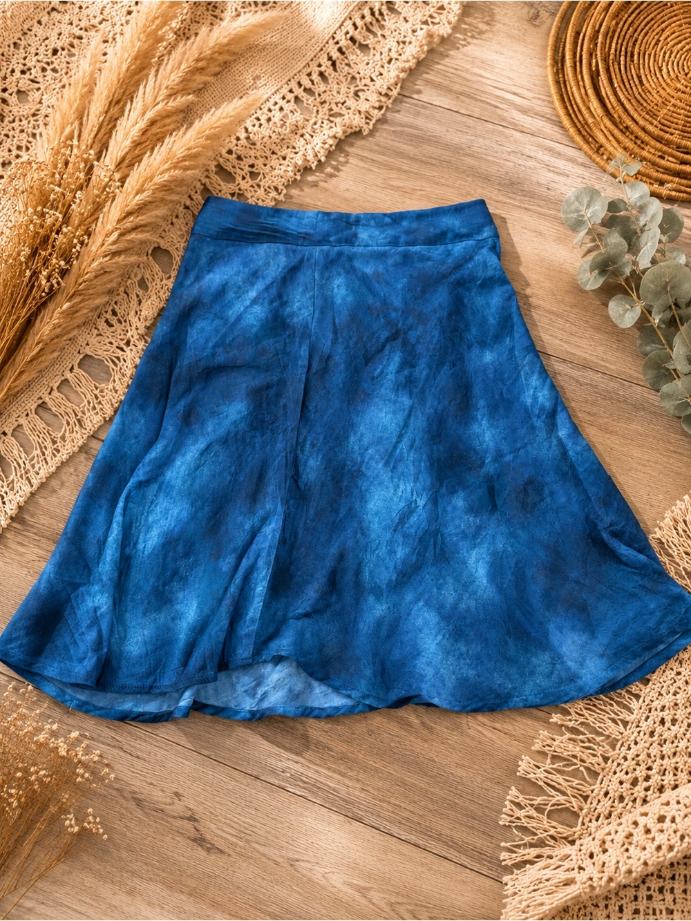 Free People Deep Blue Tie-Dye Skirt
